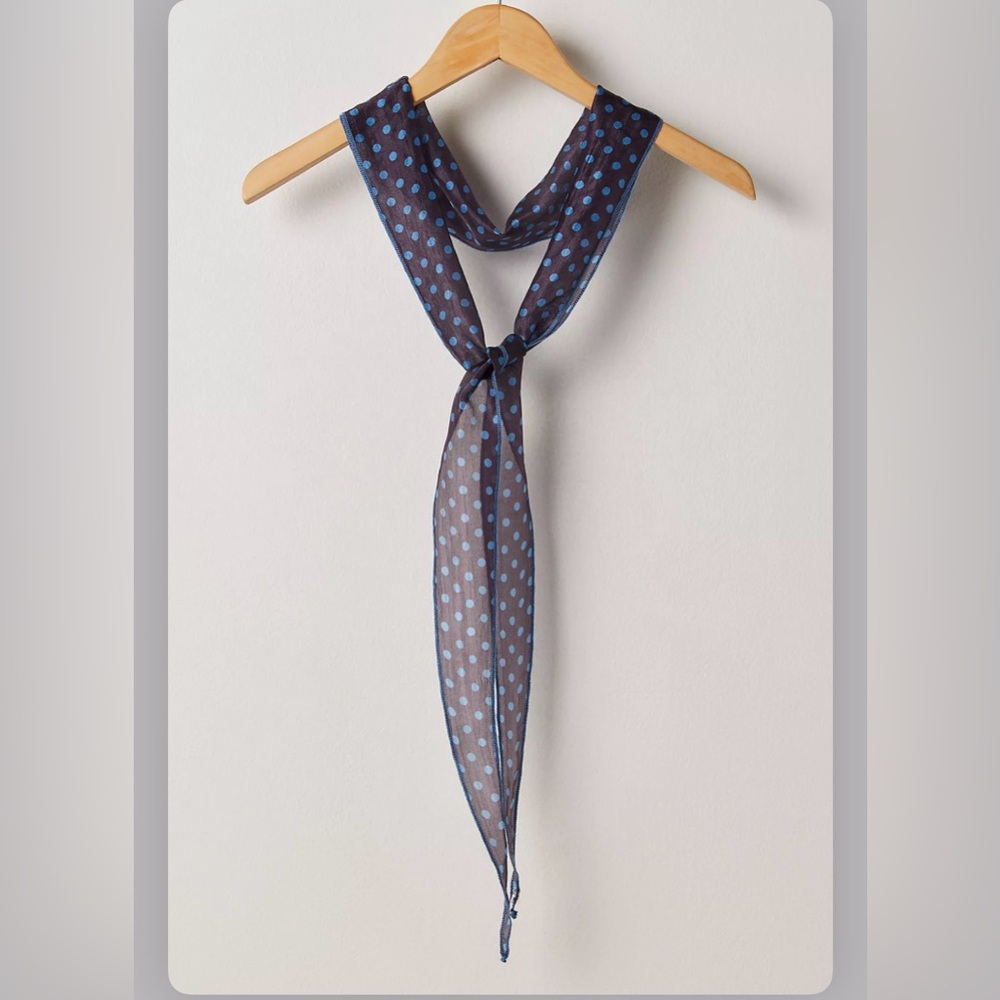 Free People tilly skinny silk convertible Polka Dot Scarf